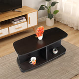 Kawachi Wooden Movable Centre Coffee Table, Tea Table for Living Room Storage Shelf Sofa Side Table with Wheels Wenge Black  KW98