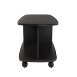 Kawachi Wooden Movable Centre Coffee Table, Tea Table for Living Room Storage Shelf Sofa Side Table with Wheels Wenge Black  KW98