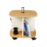 Kawachi Wooden Movable Coffee, Tea Table Living Room Small Centre Table Sofa Bedside Laptop Table with Wheels Beige KW99