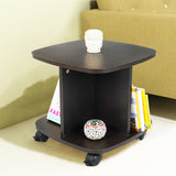 Kawachi Wooden Movable Coffee, Tea Table Living Room Small Centre Table Sofa Bedside Laptop Table with Wheels Wenge Black KW99