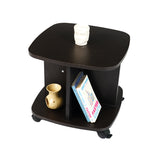 Kawachi Wooden Movable Coffee, Tea Table Living Room Small Centre Table Sofa Bedside Laptop Table with Wheels Wenge Black KW99