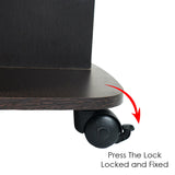 Kawachi Wooden Movable Coffee, Tea Table Living Room Small Centre Table Sofa Bedside Laptop Table with Wheels Wenge Black KW99