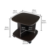 Kawachi Wooden Movable Coffee, Tea Table Living Room Small Centre Table Sofa Bedside Laptop Table with Wheels Wenge Black KW99