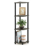 Kawachi Multipurpose 4-Tier Corner Shelf Rack, Bookshelf, Open Storage Display Rack and Plant Stand, Bookshelf Organizer for Home, Living Room and Office KW82 brown