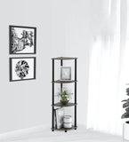 Kawachi Multipurpose 4-Tier Corner Shelf Rack, Bookshelf, Open Storage Display Rack and Plant Stand, Bookshelf Organizer for Home, Living Room and Office KW82 brown