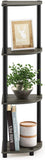 Kawachi Multipurpose 4-Tier Corner Shelf Rack, Bookshelf, Open Storage Display Rack and Plant Stand, Bookshelf Organizer for Home, Living Room and Office KW82 brown