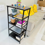 Kawachi 5 Tier Open Shelf Microwave Oven Stand Kitchen Storage Rack Organizer Wenge BlackKW89