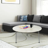 Kawachi Engineered Wood  Round Centre Table Tea, Coffee Table for Living Room with Metal Hairpin Leg Caspio Grey kw103