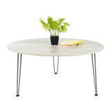 Kawachi Engineered Wood  Round Centre Table Tea, Coffee Table for Living Room with Metal Hairpin Leg Caspio Grey kw103