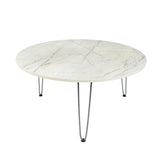 Kawachi Engineered Wood  Round Centre Table Tea, Coffee Table for Living Room with Metal Hairpin Leg Caspio Grey kw103