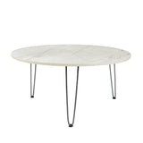 Kawachi Engineered Wood  Round Centre Table Tea, Coffee Table for Living Room with Metal Hairpin Leg Caspio Grey kw103