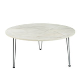 Kawachi Engineered Wood  Round Centre Table Tea, Coffee Table for Living Room with Metal Hairpin Leg Caspio Grey kw103