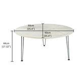 Kawachi Engineered Wood  Round Centre Table Tea, Coffee Table for Living Room with Metal Hairpin Leg Caspio Grey kw103