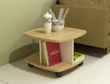 Kawachi Wooden Movable Coffee, Tea Table Living Room Small Centre Table Sofa Bedside Laptop Table with Wheels Beige KW99