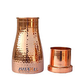 Bharu Hammered Copper Table top Jar With Glass