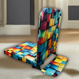 Kawachi Advance Portable Meditation Floor Chair, Study, Reading and Pooja Chair, Foldable Back Support, Multicoloured Checkered Pattern- i131-Velvet 3D