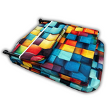 Kawachi Advance Portable Meditation Floor Chair, Study, Reading and Pooja Chair, Foldable Back Support, Multicoloured Checkered Pattern- i131-Velvet 3D