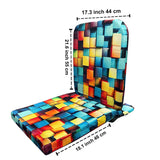 Kawachi Advance Portable Meditation Floor Chair, Study, Reading and Pooja Chair, Foldable Back Support, Multicoloured Checkered Pattern- i131-Velvet 3D