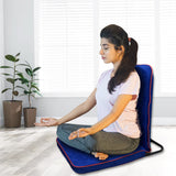 Kawachi Portable Relaxing Meditation Chair Folding Back Support Yoga Chair Study, Reading Floor Chair i113-Velvet Blue