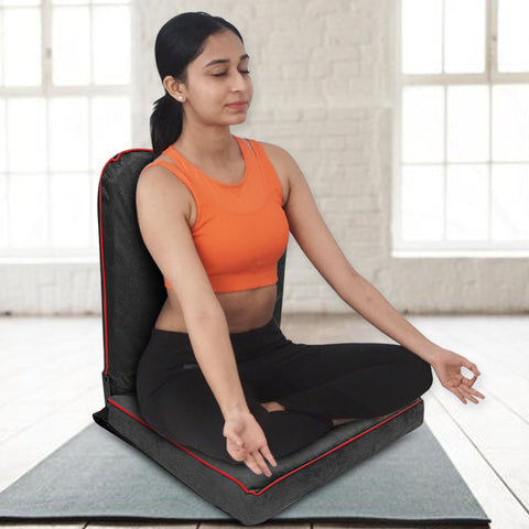 Kawachi Meditation and Yoga Floor Chair with back support - I83-dark grey