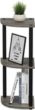 Kawachi Multipurpose 3-Tier Corner Shelf Rack, Bookshelf, Open Storage Display Rack Plant Stand, Bookshelf Organizer KW81 brown