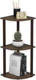 Kawachi Multipurpose 3-Tier Corner Shelf Rack, Bookshelf, Open Storage Display Rack Plant Stand, Bookshelf Organizer KW81 brown