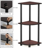 Kawachi Multipurpose 3-Tier Corner Shelf Rack, Bookshelf, Open Storage Display Rack Plant Stand, Bookshelf Organizer KW81 brown