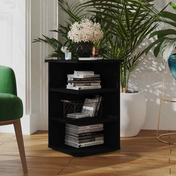 Kawachi Sofa Side End Bedside Table Nightstand with 4 Storage Shelf KW93 - Wenge Black