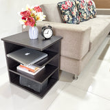 Kawachi Sofa Side End Bedside Table Nightstand with 4 Storage Shelf KW93 - Wenge Black