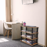 Kawachi Multipurpose Wooden Display Kitchen Storage Shelves Shoe Rack Organizer with Utility Storage Stand-Beige