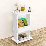 Kawachi Engineered Wood Bedside Corner Table Sofa Side End Table with Display Book, Magazine Book Shelf for Living Room Bedroom Office White