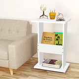 Kawachi Engineered Wood Bedside Corner Table Sofa Side End Table with Display Book, Magazine Book Shelf for Living Room Bedroom Office White