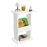 Kawachi Engineered Wood Bedside Corner Table Sofa Side End Table with Display Book, Magazine Book Shelf for Living Room Bedroom Office White