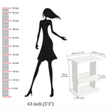Kawachi Engineered Wood Bedside Corner Table Sofa Side End Table with Display Book, Magazine Book Shelf for Living Room Bedroom Office White
