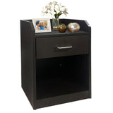 Kawachi Sofa Side Bedside Table with Single Drawer Nightstand Bed Side Table with Storage Shelf Cabinate End Table Useful in Bedroom, Living Room, Study, Office, Pantry KW73-Wenge Black