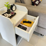 Kawachi Sofa Side Bedside Table with Single Drawer Nightstand Bed Side Table with Storage Shelf Cabinate End Table Useful in Bedroom, Living Room, Study, Office, PantryKW73 White