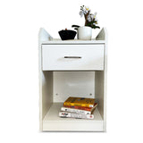 Kawachi Sofa Side Bedside Table with Single Drawer Nightstand Bed Side Table with Storage Shelf Cabinate End Table Useful in Bedroom, Living Room, Study, Office, PantryKW73 White