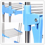Kawachi Stainless Steel Heavy Duty Double Pole Cloth Drying Stand, Laundry Rack Stand Blue