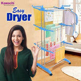 Kawachi Stainless Steel Heavy Duty Double Pole Cloth Drying Stand, Laundry Rack Stand Blue