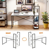 Kawachi Wooden Work Station Laptop Computer Desk Study Table with Metallic Finish Steel Body with 4 Book Shelves Sonet White