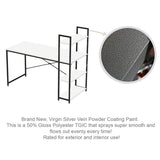 Kawachi Wooden Work Station Laptop Computer Desk Study Table with Metallic Finish Steel Body with 4 Book Shelves Sonet White