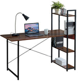 Kawachi Computer Desk Writing Study Table with 4 Tier Bookshelves Compact PC Workstation