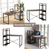 Kawachi Computer Desk Writing Study Table with 4 Tier Bookshelves Compact PC Workstation