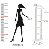Kawachi Engineered Wood 6 Tier Bookcase, Bookshelf Storage Display Rack, Open Book Shelf for Office, Living Room, Bedroom KW72-White