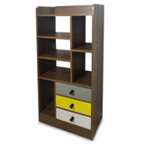 Kawachi Wooden Bookshelf Almirah Organiser with Open Storage and Drawers for Home Office