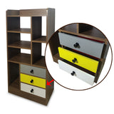 Kawachi Wooden Bookshelf Almirah Organiser with Open Storage and Drawers for Home Office