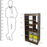 Kawachi Wooden Bookshelf Almirah Organiser with Open Storage and Drawers for Home Office