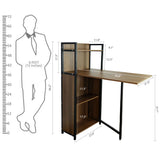 Kawachi Versatile Extendable Folding Storage Dining Table with 4 Shelves, Space Saving Kitchen Rack for Living Room/Home/Office Use Brown