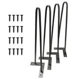 Kawachi Set of 4 Pcs 16" Hairpin Furniture Legs Metal Home DIY Projects for Nightstand, Coffee Table, Desk, etc with Plastic Floor Protectors and Screws Metalic KC22-Gray