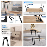 Kawachi Set of 4 Pcs 16" Hairpin Furniture Legs Metal Home DIY Projects for Nightstand, Coffee Table, Desk, etc with Plastic Floor Protectors and Screws Metalic KC22-Gray